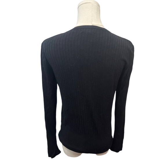 Joseph A black ribbed button down long sleeve top- size S - Picture 3 of 3